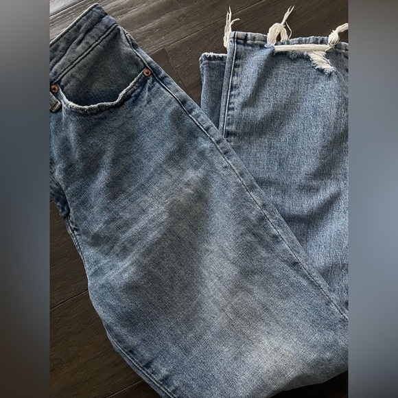 Pistola High Rise Blue Distressed Straight Leg Jeans with Classic Medium Wash 28 - Picture 8 of 9